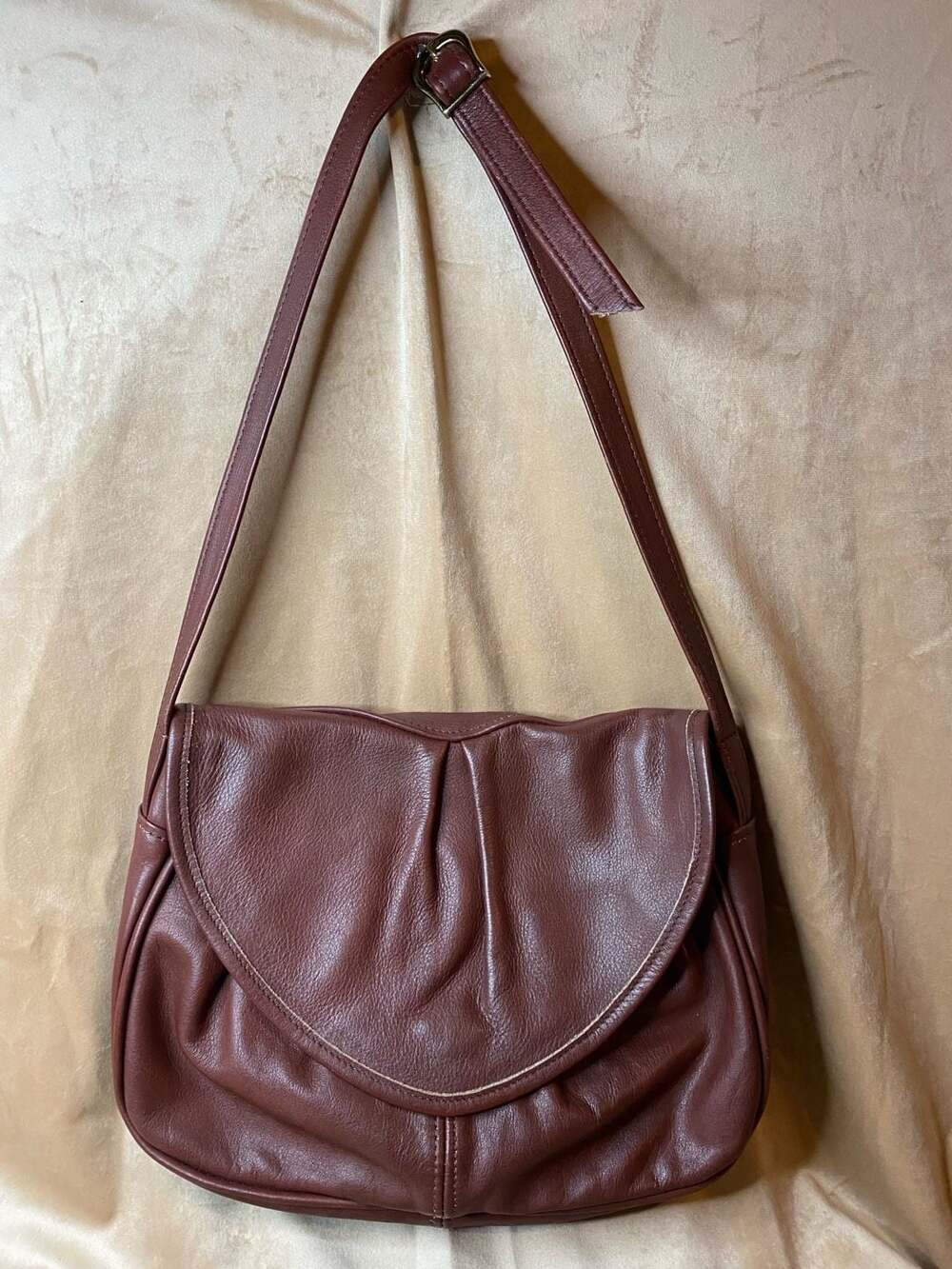 Vintage Artisan Bags Handmade Reddish Brown Leather Shoulder Bag
